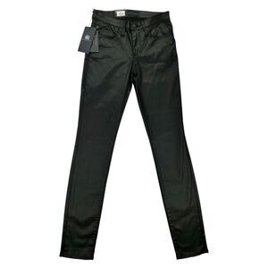 Rock & Republic Berlin Mid Rise Skinny Pants Coated Black Womens Size 4 M NWT